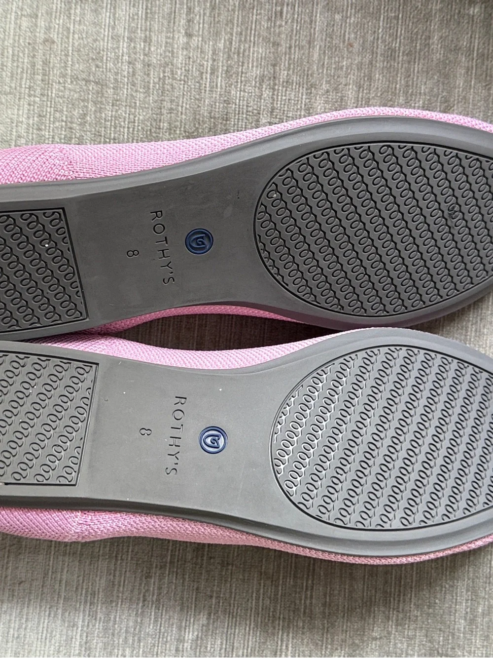 Rothys Begonia Pink Knit Round Toe Ballet Flats US Womens Size 8
